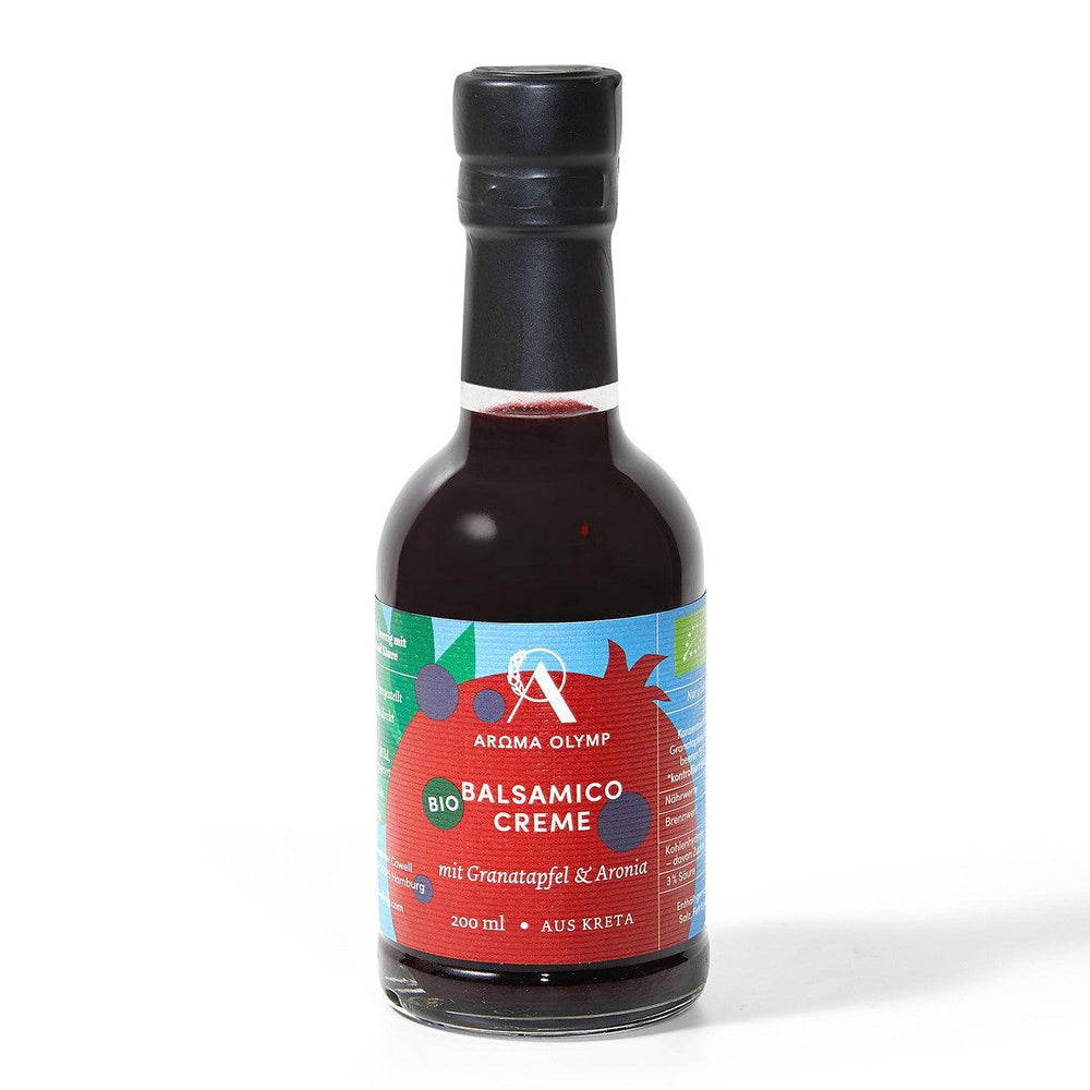 Aroma Olymp Bio Balsamico Creme mit Granatapfel und Aronia in einer 200 ml Glasflasche
