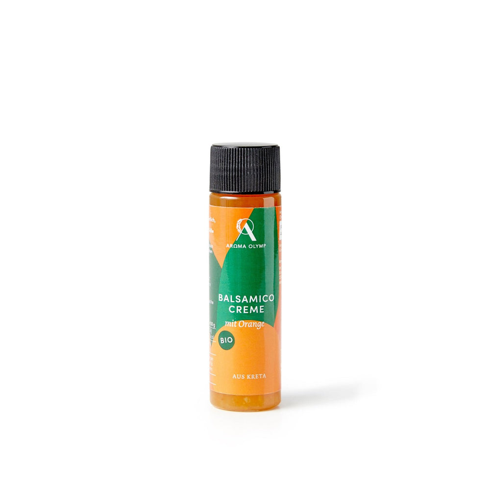 
                  
                    Aroma Olymp Bio Balsamico Creme mit Orange in 40 ml Flasche. 
                  
                