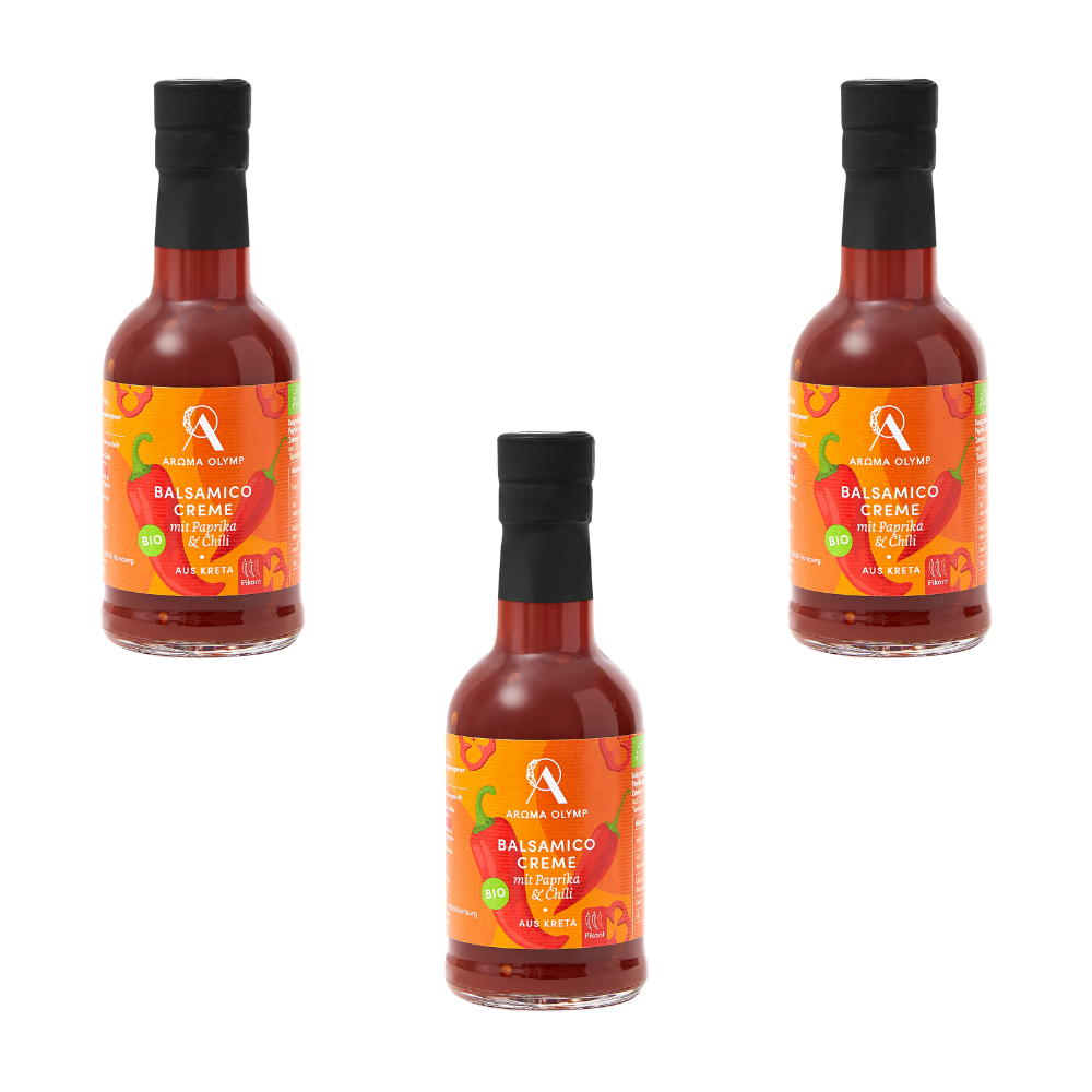 
                  
                    Aroma Olymp Bio Balsamico Creme mit Paprika & Chili 3er Bundle
                  
                