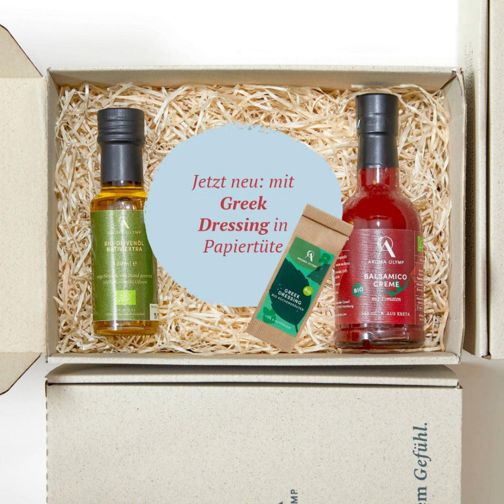 Aroma Olymp Bio Salat Geschenkset in Graspapierkarton