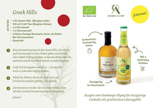 
                  
                    Rezept des Getränks „Greek Hills“ mit Bio Kräuterlikör „Sweet Hills“ und Bio Eistee „Craft Tea Still“  
                  
                